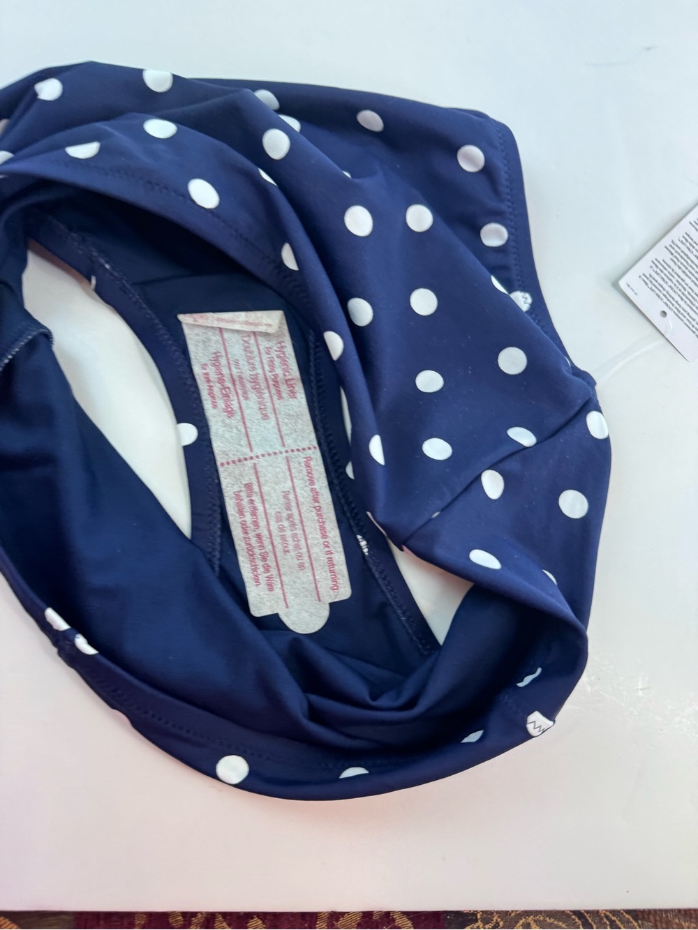 Lands' End SET top AND bottoms navy blue white polka dot - Picture 11 of 13